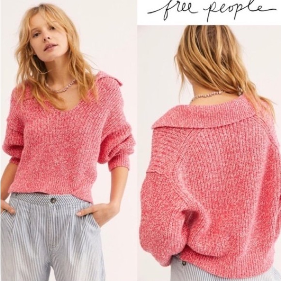 Free People Sweaters - Free people love this city sweater heather pink slouchy cropped pink Sz. Small